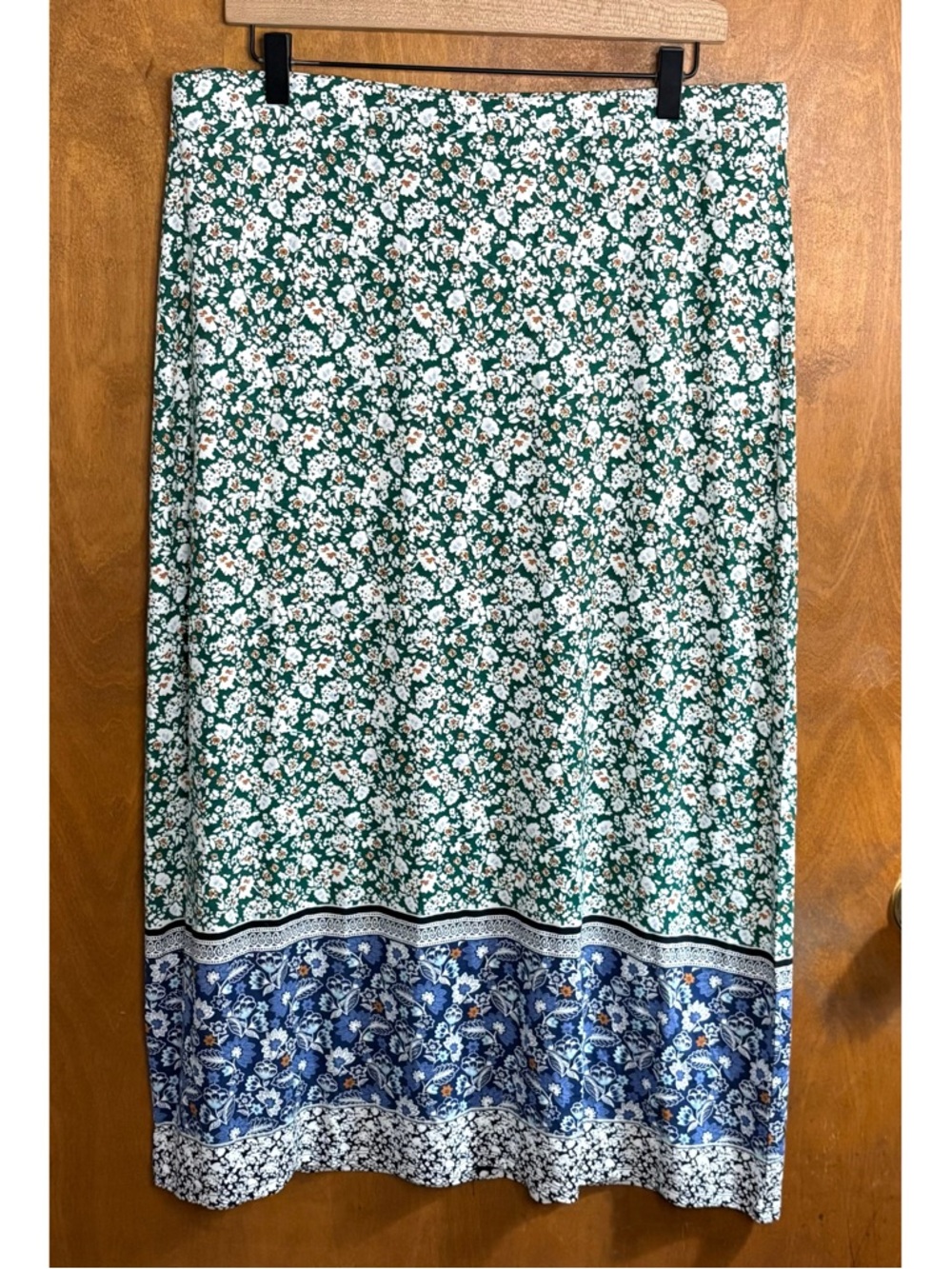 J. Jill Green Ditsy Floral High Rise Maxi Skirt Paisley Boho Resort Lagenlook - Picture 3 of 10